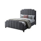 Cery Modern Queen Size Bed, Channel Tufted Dark Gray Chenille Upholstery By Casagear Home