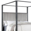 Abby King Canopy Bed Mirrored Trim Gray Velvet Channel Tufted Upholstery By Casagear Home BM316676