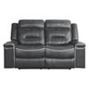 Dara 66 Inch Lay Flat Manual Recliner Loveseat Dark Gray Faux Leather By Casagear Home BM316680