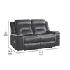 Dara 66 Inch Lay Flat Manual Recliner Loveseat Dark Gray Faux Leather By Casagear Home BM316680