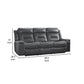 Dara 89 Inch Lay Flat Manual Recliner Sofa Plush Dark Gray Faux Leather By Casagear Home BM316681