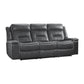 Dara 89 Inch Lay Flat Manual Recliner Sofa Plush Dark Gray Faux Leather By Casagear Home BM316681