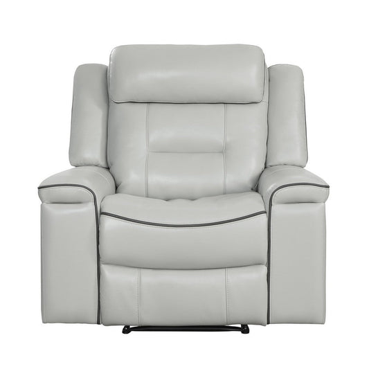 Dara 39 Inch Lay Flat Manual Recliner Chair, Soft Light Gray Faux Leather By Casagear Home