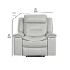 Dara 39 Inch Lay Flat Manual Recliner Chair Soft Light Gray Faux Leather By Casagear Home BM316682