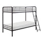 Tara 79 Inch Twin Bunk Bed, Sleek Metal Frame with Ladder in Dark Bronze By Casagear Home