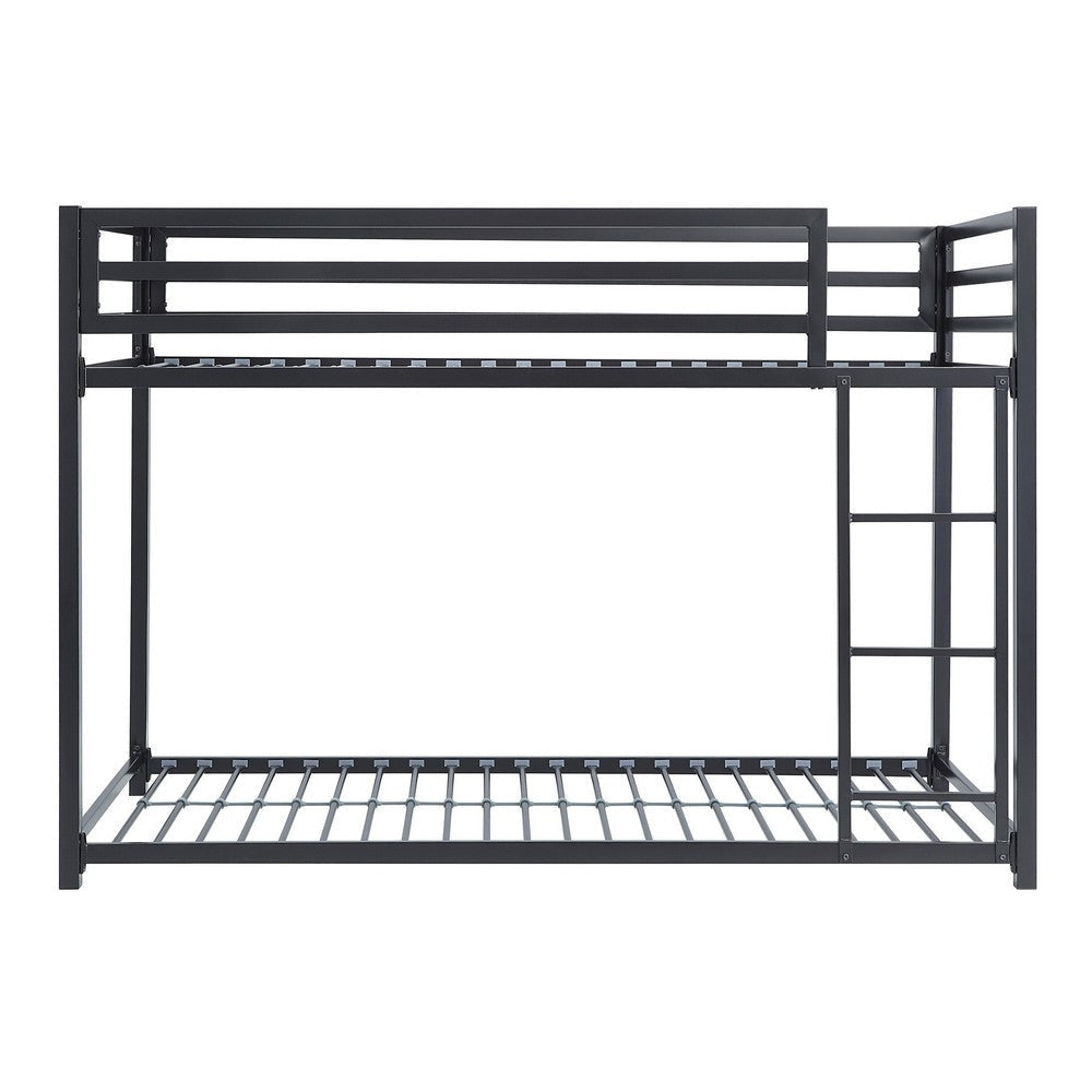 Ovi 78 Inch Twin Bunk Bed Mounted Ladder Ground Level Platform Bed Black By Casagear Home BM316684