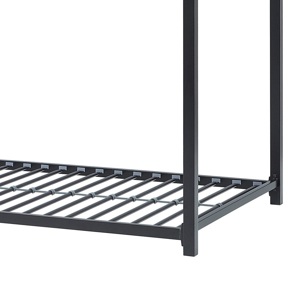 Ovi 78 Inch Twin Bunk Bed Mounted Ladder Ground Level Platform Bed Black By Casagear Home BM316684