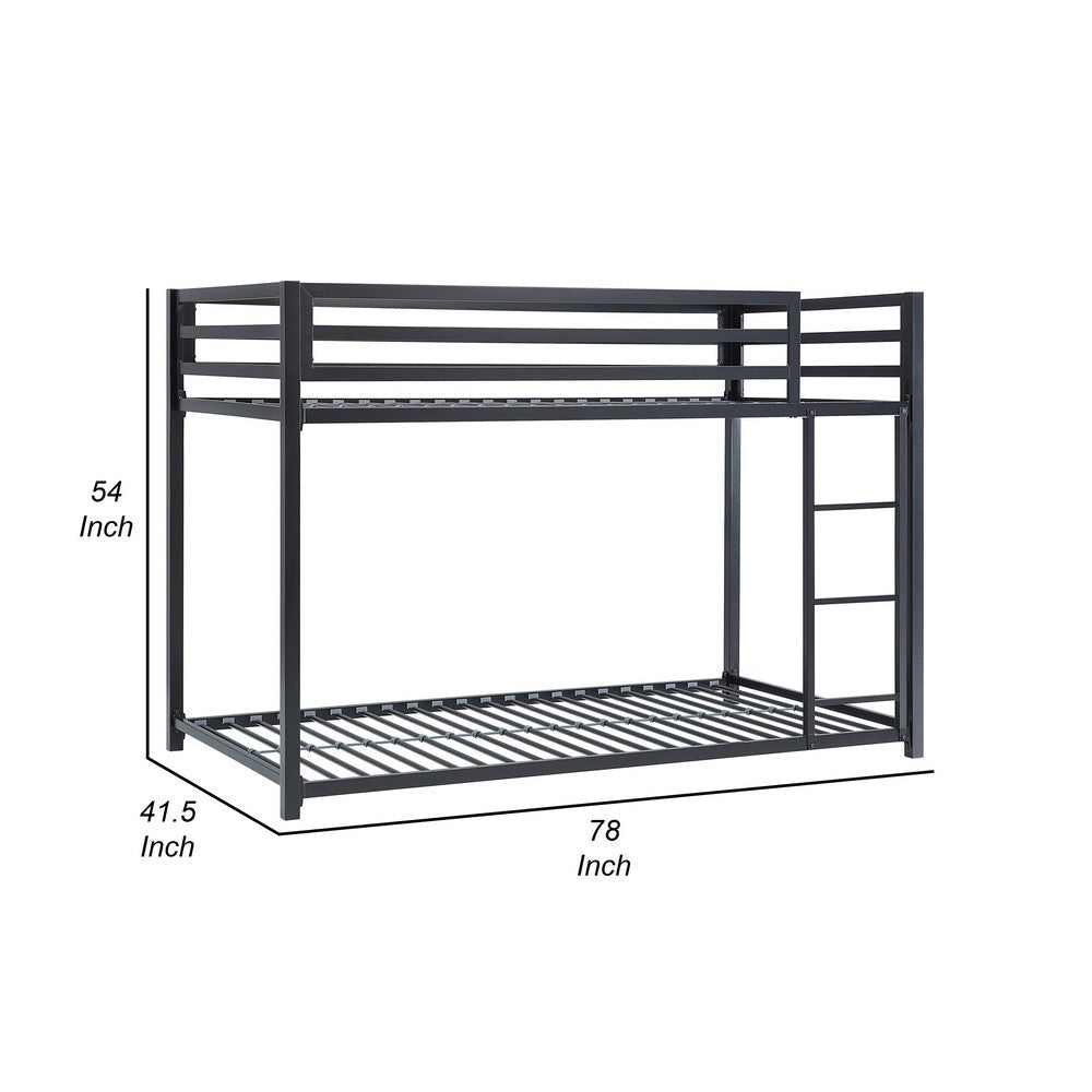 Ovi 78 Inch Twin Bunk Bed Mounted Ladder Ground Level Platform Bed Black By Casagear Home BM316684