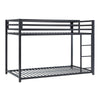 Ovi 78 Inch Twin Bunk Bed, Mounted Ladder, Ground Level Platform Bed, Black By Casagear Home