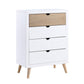 Kara 40 Inch Kids Tall Dresser Chest, 4 Drawers, Open Handles, White, Brown By Casagear Home