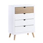 Kara 40 Inch Kids Tall Dresser Chest 4 Drawers Open Handles White Brown By Casagear Home BM316690