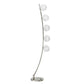 Lila 61 Inch Floor Lamp, Curved Stem with 5 Spheres, Satin Nickel Aluminium By Casagear Home