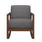 Clovi 32 Inch Rocker Accent Chair, Gray Fabric, Foam Cushions, Brown Wood By Casagear Home