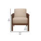 Rima 31 Inch Accent Chair Beige Fabric Foam Cushions Brown Solid Wood By Casagear Home BM316708