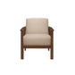 Rima 31 Inch Accent Chair, Beige Fabric, Foam Cushions, Brown Solid Wood By Casagear Home