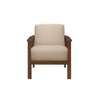 Rima 31 Inch Accent Chair, Beige Fabric, Foam Cushions, Brown Solid Wood By Casagear Home