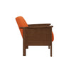 Rima 31 Inch Accent Chair Orange Fabric Foam Cushions Brown Solid Wood By Casagear Home BM316709