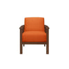 Rima 31 Inch Accent Chair, Orange Fabric, Foam Cushions, Brown Solid Wood By Casagear Home