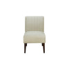 Paula 30 Inch Accent Chair White Fabric Channel Tufted Back Brown Wood By Casagear Home BM316710