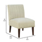 Paula 30 Inch Accent Chair White Fabric Channel Tufted Back Brown Wood By Casagear Home BM316710