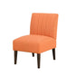 Paula 30 Inch Accent Chair Orange Fabric Channel Tufted Back Brown Wood By Casagear Home BM316713