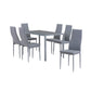 Simi 7 Piece Dining Table Set Sleek Glass Top 6 Chairs Gray Metal By Casagear Home BM316720