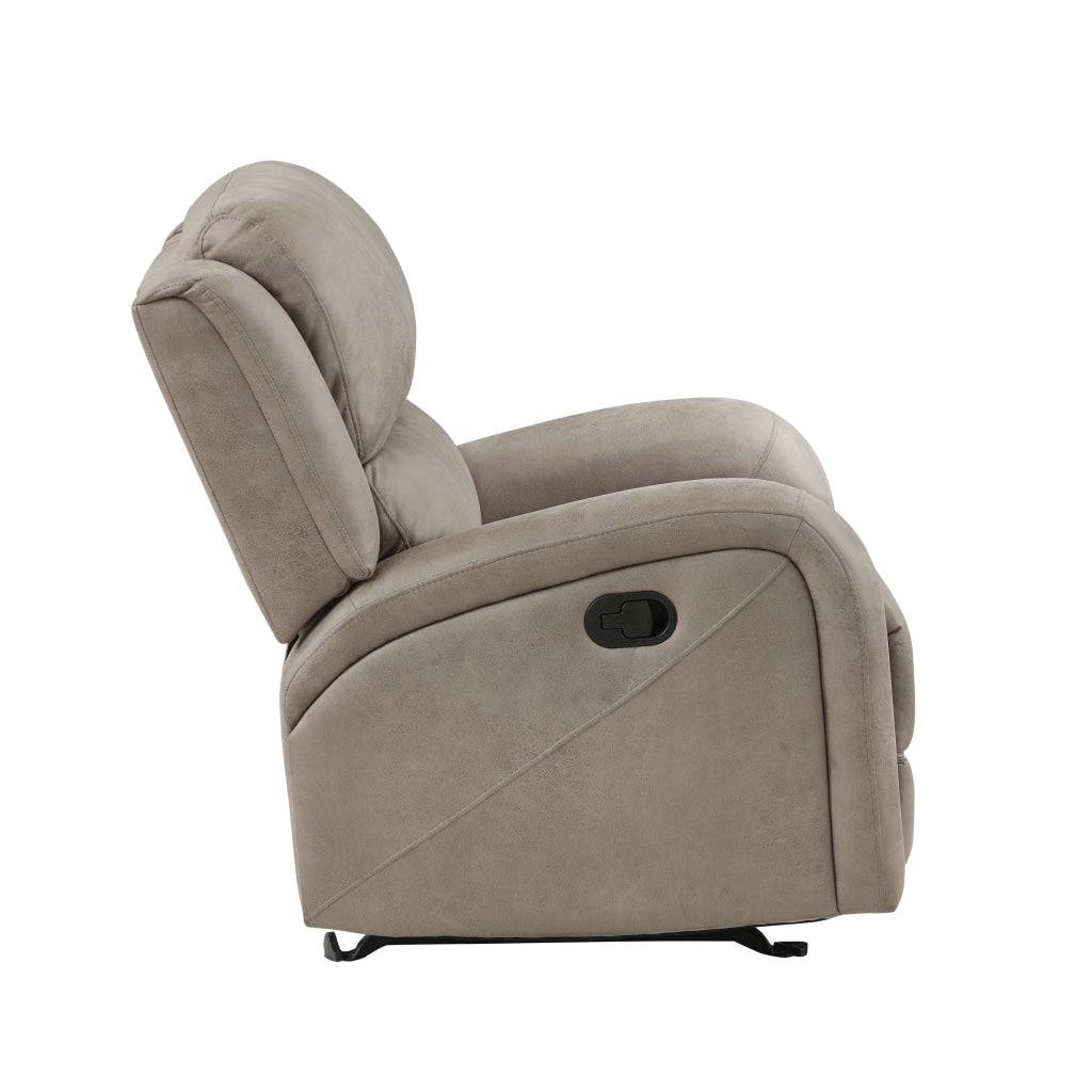 Patsy 38 Inch Manual Recliner Rocker Chair Brown Microfiber Tufted Back By Casagear Home BM316721