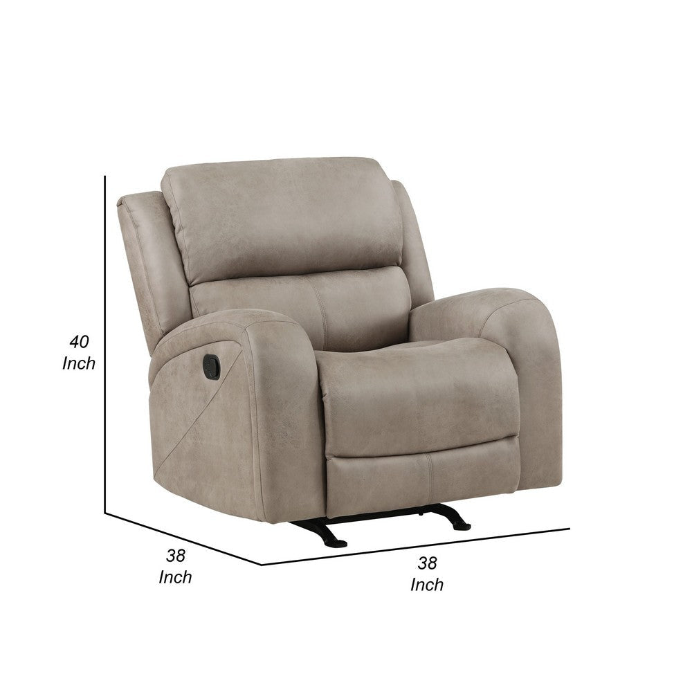 Patsy 38 Inch Manual Recliner Rocker Chair Brown Microfiber Tufted Back By Casagear Home BM316721