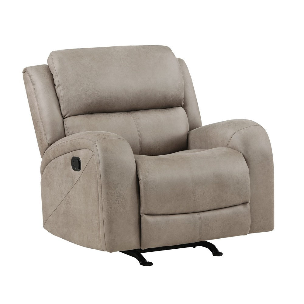 Patsy 38 Inch Manual Recliner Rocker Chair, Brown Microfiber, Tufted Back By Casagear Home