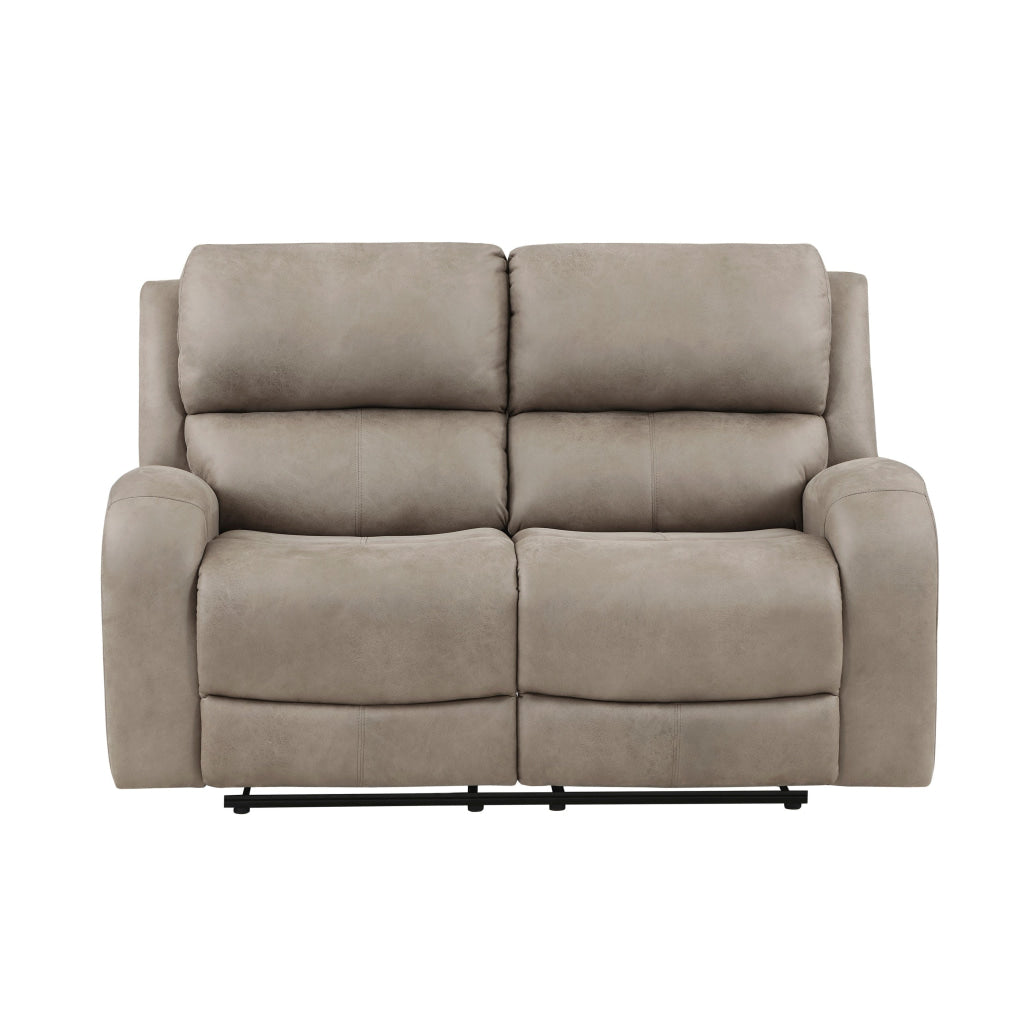 Patsy 62 Inch Manual Double Recliner Loveseat Tufted Brown Microfiber By Casagear Home BM316722