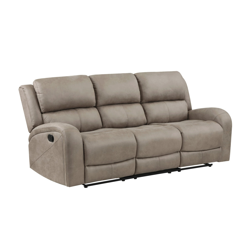 Patsy 85 Inch Manual Double Recliner Sofa, Brown Tufted Back Microfiber By Casagear Home