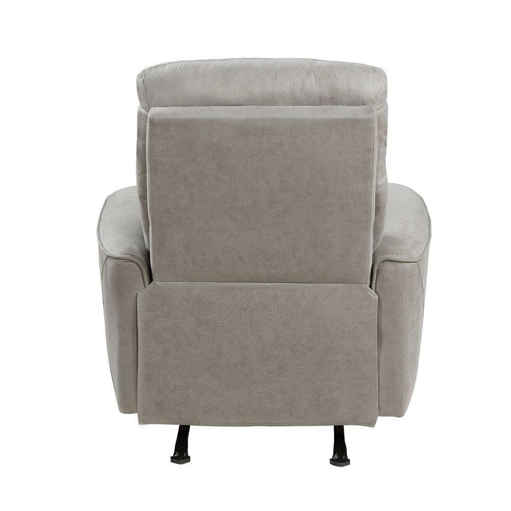 Ray 39 Inch Manual Rocker Recliner Chair Gray Tufted Back Microfiber By Casagear Home BM316724