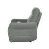 Eddie 38 Inch Power Lay Flat Recliner Chair Gray Chenille Power Headrest By Casagear Home BM316725