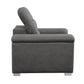 Alfie 39 Inch Chair Pull Out Ottoman Adjustable Headrest Gray Microfiber By Casagear Home BM316727