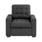 Cliff 37 Inch Chair Pull Out Ottoman Dark Gray Polyester Espresso Wood By Casagear Home BM316731