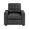 Cliff 37 Inch Chair Pull Out Ottoman Dark Gray Polyester Espresso Wood By Casagear Home BM316731