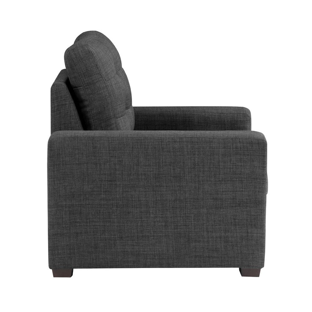 Cliff 37 Inch Chair Pull Out Ottoman Dark Gray Polyester Espresso Wood By Casagear Home BM316731