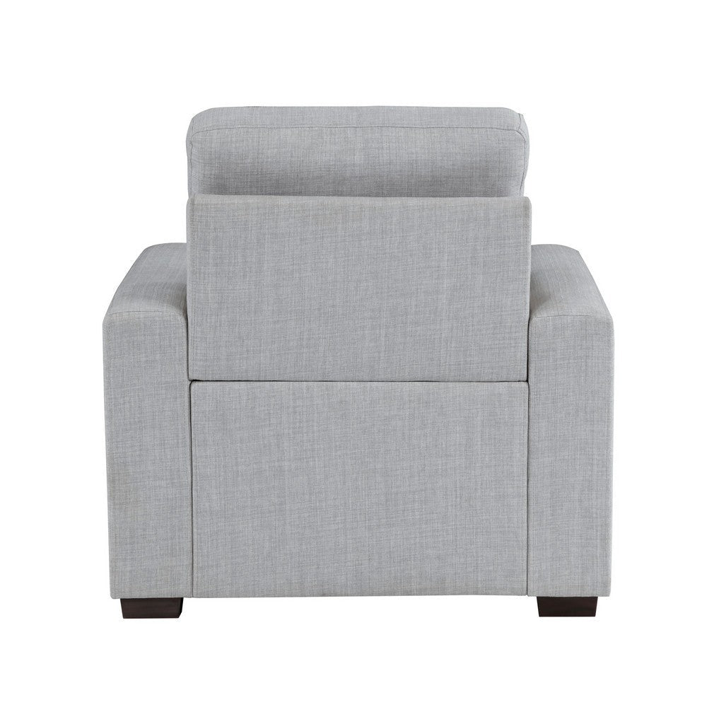 Cliff 37 Inch Chair Pull Out Ottoman Light Gray Polyester Espresso Wood By Casagear Home BM316732