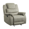 Shelly 41 Inch Manual Glider Recliner Chair Gray Microfiber Solid Wood By Casagear Home BM316736