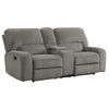 Neo 85 Inch Manual Double Recliner Loveseat, Center Console, Gray Chenille By Casagear Home