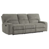 Neo 99 Inch Manual Double Recliner Sofa, 3 Seater Soft Gray Chenille Fabric By Casagear Home