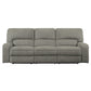 Neo 99 Inch Manual Double Recliner Sofa 3 Seater Soft Gray Chenille Fabric By Casagear Home BM316744