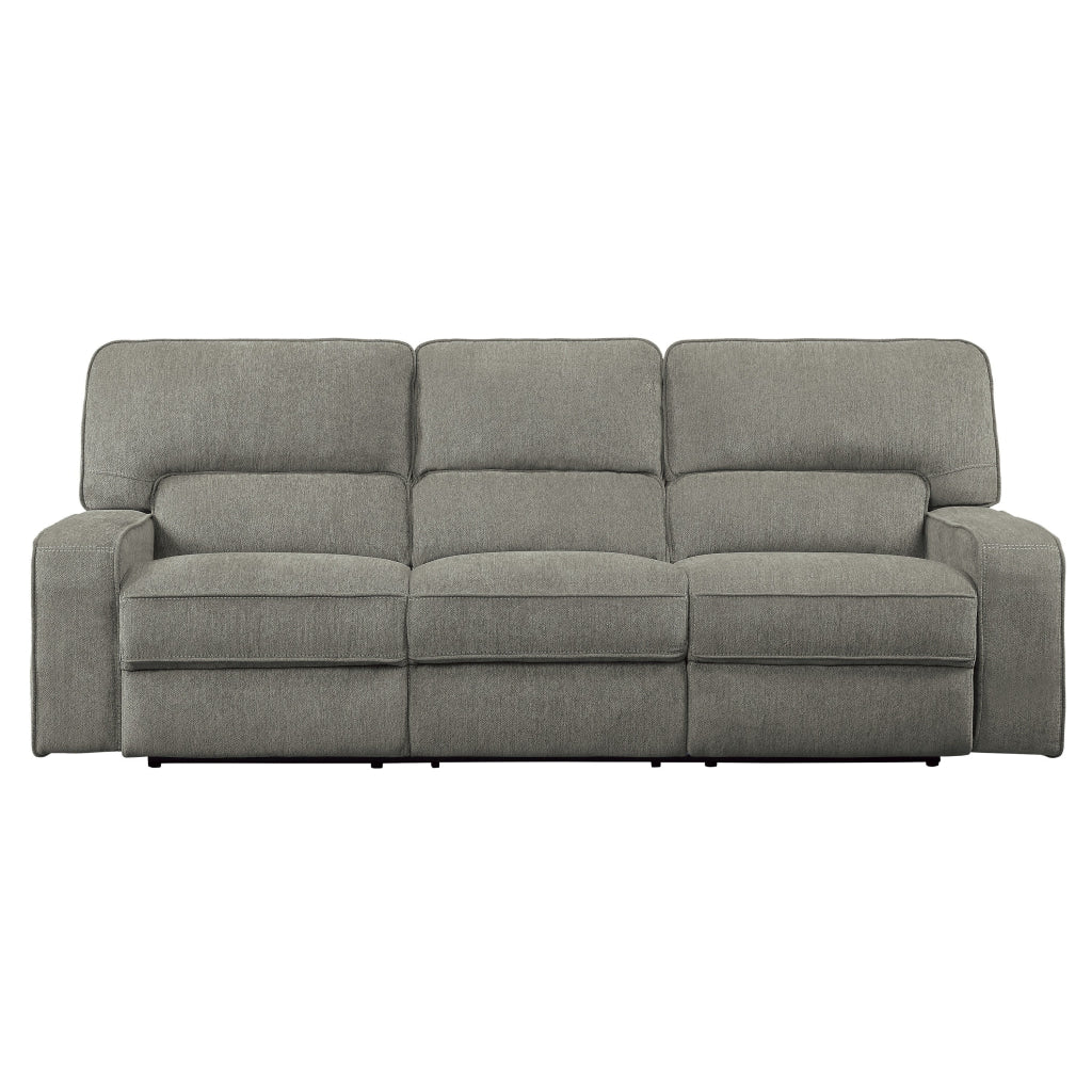 Neo 99 Inch Manual Double Recliner Sofa 3 Seater Soft Gray Chenille Fabric By Casagear Home BM316744