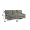 Neo 99 Inch Manual Double Recliner Sofa 3 Seater Soft Gray Chenille Fabric By Casagear Home BM316744