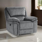 Muir 38 Inch Manual Recliner Chair, Tufted Back Gray Microfiber, Solid Wood By Casagear Home