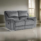 Muir 65 Inch Manual Recliner Loveseat, Tufted Gray Microfiber, Solid Wood By Casagear Home