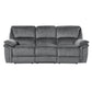 Muir 89 Inch Manual Double Recliner Sofa Gray Microfiber Tufted Back By Casagear Home BM316747