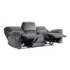 Muir 89 Inch Manual Double Recliner Sofa Gray Microfiber Tufted Back By Casagear Home BM316747