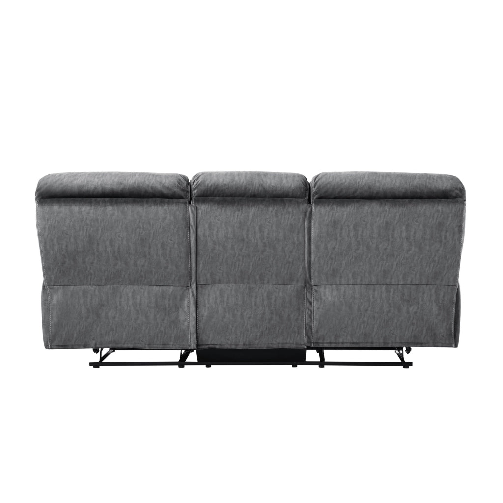 Muir 89 Inch Manual Double Recliner Sofa Gray Microfiber Tufted Back By Casagear Home BM316747