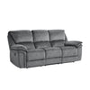 Muir 89 Inch Manual Double Recliner Sofa Gray Microfiber Tufted Back By Casagear Home BM316747